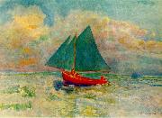 Red Boat with a Blue Sail Odilon Redon